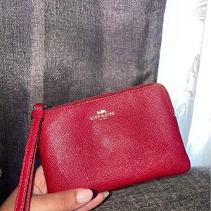 Coach Scarlet Leather Wristlet
